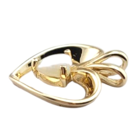 10 Karat Yellow Gold Opal Open Heart Pendant #21134 - Picture 3 of 10